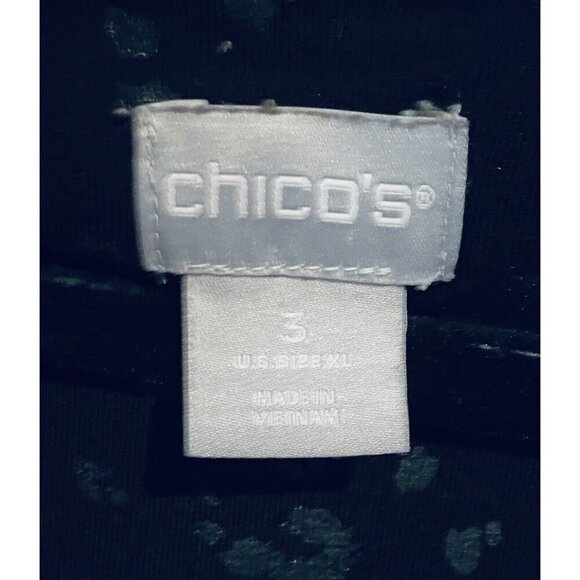 Chicos Top Womens XL Black Animal Print V Neck Long Sleeve Boho Whimsigoth - Picture 5 of 7